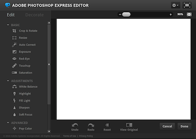 Screenshot Photoshop Express Online