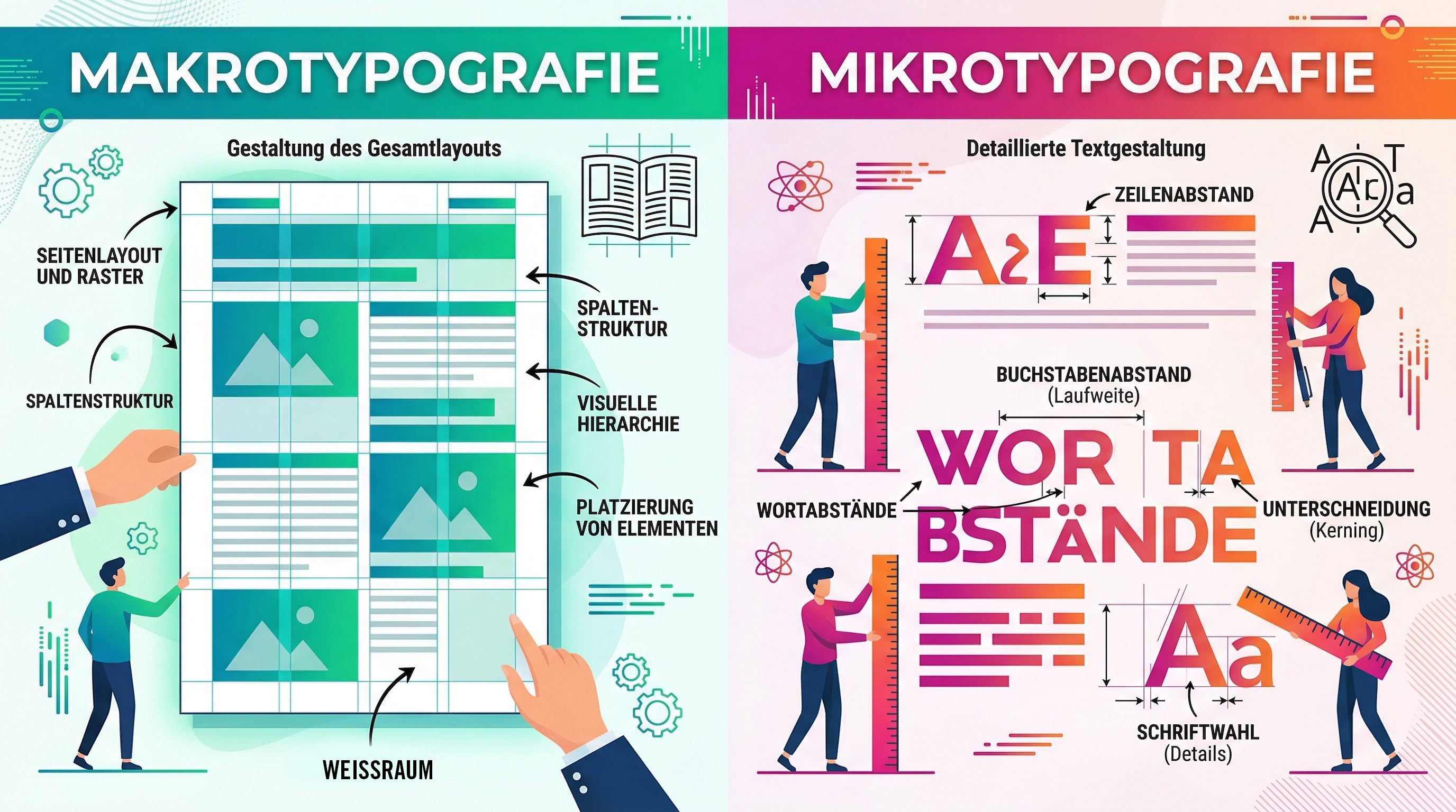 Übersichtsgrafik Unterschied Mikro und Makrotypografie